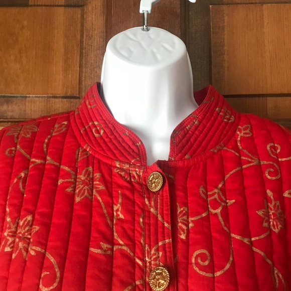 National Geographic by Pfeifer Studio Red w/Gold Swirls Quilted Jacket X-Large - Picture 3 of 13